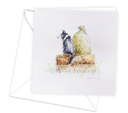 Gill Wilson Deluxe Notecards - Farmer & Dog