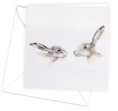 Gill Wilson Deluxe Notecards - Hares